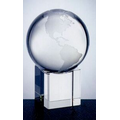 Small Optical Crystal Globe Plain w/ Cube Base (3 5/8")